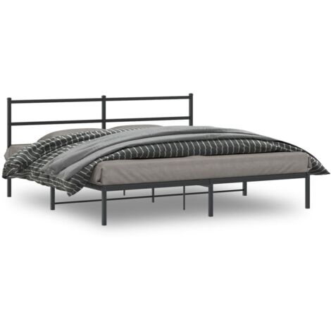 Estructura cama sin colchón con cabecero metal negro 193x203 cm