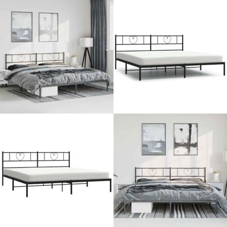 Estructura cama sin colchón con cabecero metal negro 193x203 cm - Cama sin colchón - Cabecero de cama