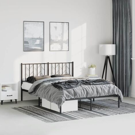 Estructura cama sin colchón con cabecero metal negro 193x203 cm vidaXL