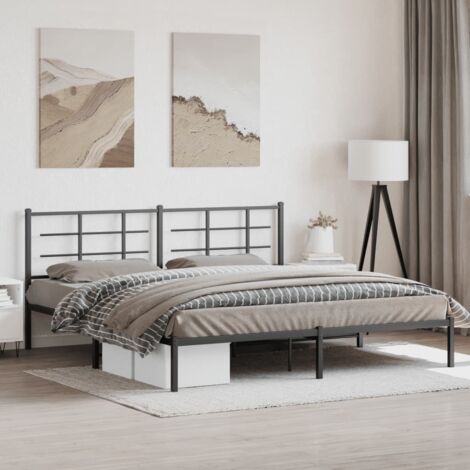 Estructura cama sin colchón con cabecero metal negro 193x203 cm vidaXL