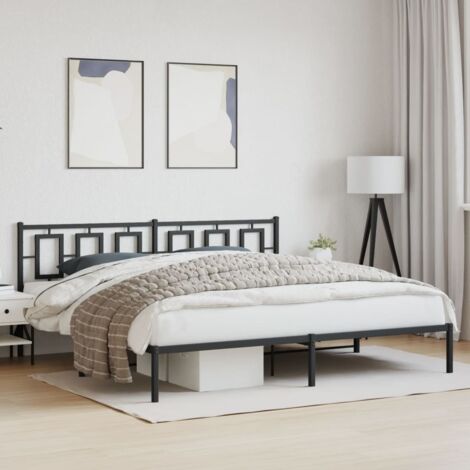 Estructura cama sin colchón con cabecero metal negro 200x200 cm vidaXL