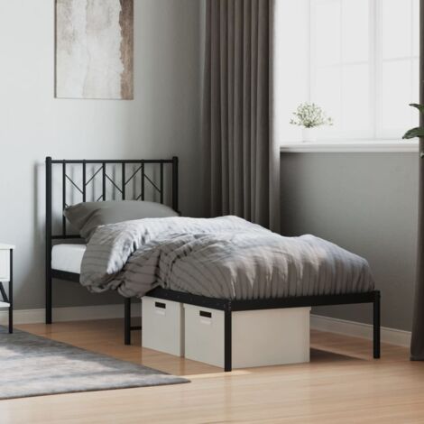 Estructura cama sin colchón con cabecero metal negro 75x190 cm vidaXL