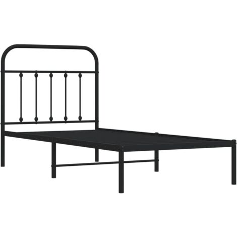 Estructura cama sin colchón con cabecero metal negro 90x190 cm vidaXL