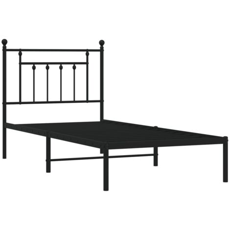 Estructura cama sin colchón con cabecero metal negro 90x190 cm vidaXL