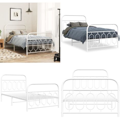 Estructura cama sin colchón con estribo metal blanco 100x190 cm - Cama sin colchón - Cama con estribo