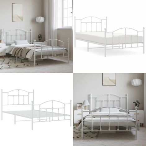 Estructura cama sin colchón con estribo metal blanco 100x200 cm - Estructura de cama - Cama con estribo