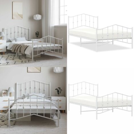 Estructura cama sin colchón con estribo metal blanco 100x200 cm - Estructura de cama - Cama con estribo