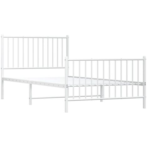 Estructura cama sin colchón con estribo metal blanco 100x200 cm vidaXL