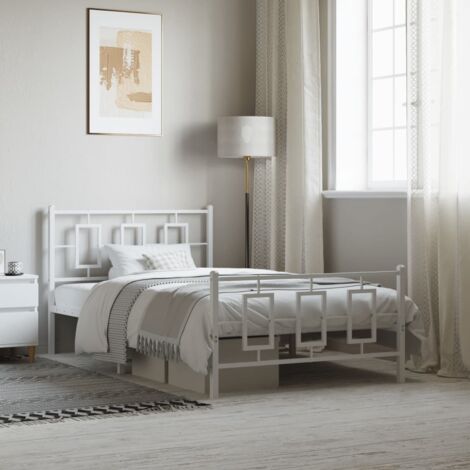 Estructura cama sin colchón con estribo metal blanco 107x203 cm vidaXL