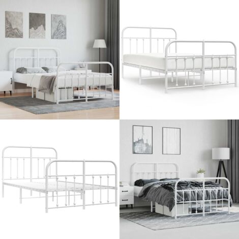 Estructura cama sin colchón con estribo metal blanco 120x190 cm - Cama sin colchón - Cama con estribo