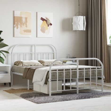 Estructura cama sin colchón con estribo metal blanco 120x190 cm vidaXL
