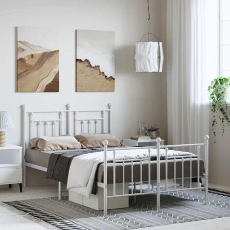 Estructura cama sin colchón con estribo metal blanco 135x190 cm vidaXL