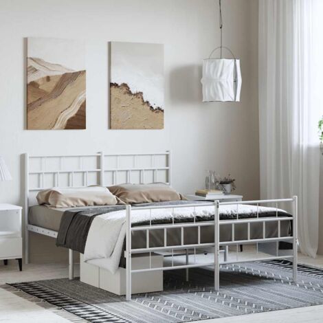 Estructura cama sin colchón con estribo metal blanco 135x190 cm vidaXL