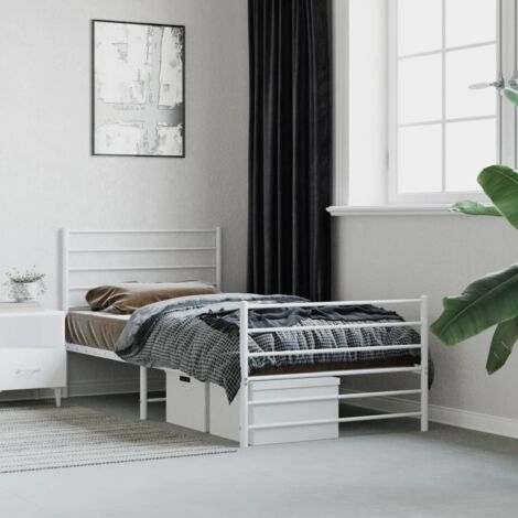 Estructura cama sin colchón con estribo metal blanco 90x190 cm vidaXL