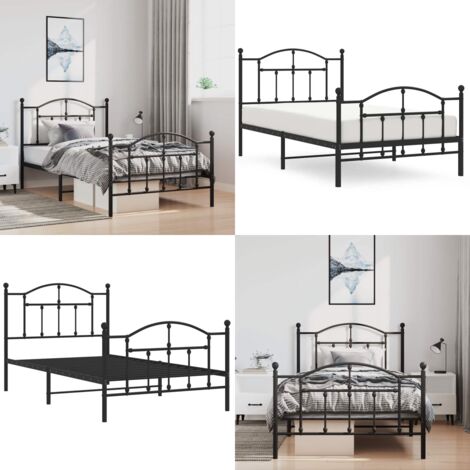 Estructura cama sin colchón con estribo metal negro 100x190 cm - Estructura de cama - Cama con estribo