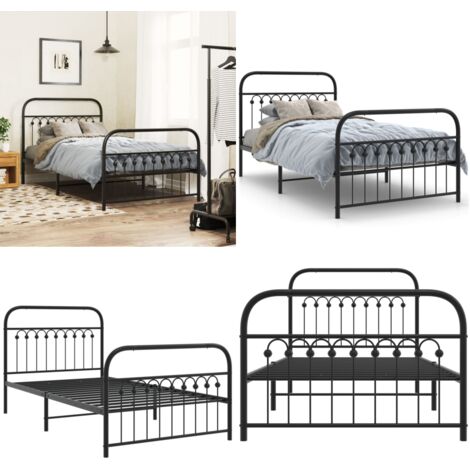 Estructura cama sin colchón con estribo metal negro 100x190 cm - Estructura de cama - Cama con estribo
