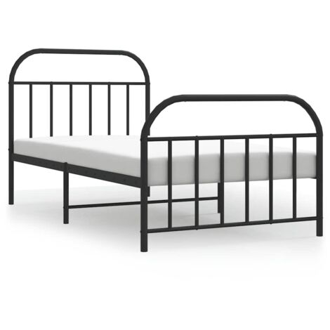 Estructura cama sin colchón con estribo metal negro 100x190 cm vidaXL