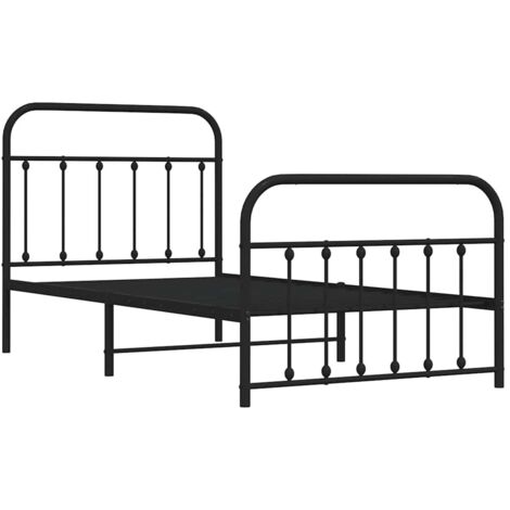 Estructura cama sin colchón con estribo metal negro 100x190 cm vidaXL