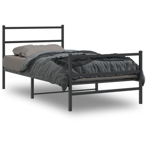Estructura cama sin colchón con estribo metal negro 100x190 cm vidaXL