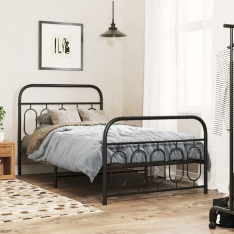Estructura cama sin colchón con estribo metal negro 100x190 cm vidaXL
