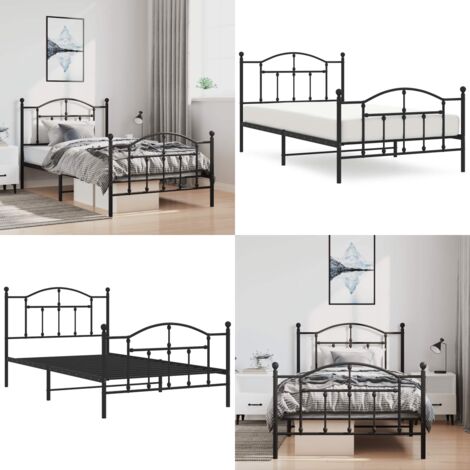 Estructura cama sin colchón con estribo metal negro 100x200 cm - Estructura de cama - Cama con estribo