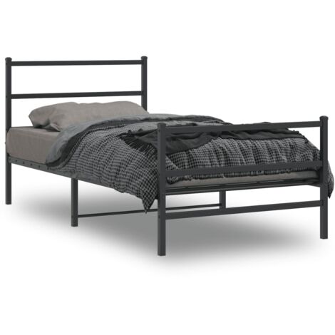 Estructura cama sin colchón con estribo metal negro 100x200 cm vidaXL