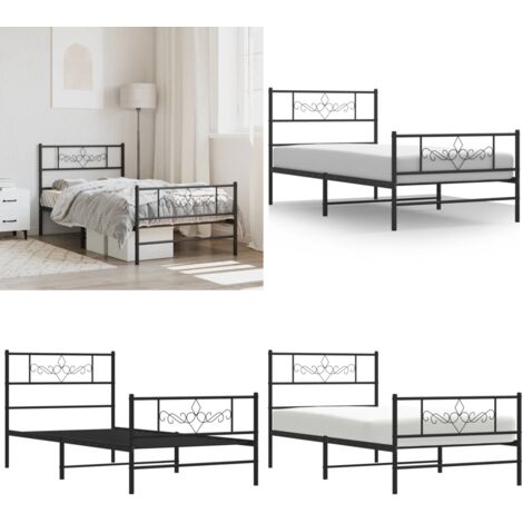 Estructura cama sin colchón con estribo metal negro 107x203 cm - Cama sin colchón - Estructura metálica