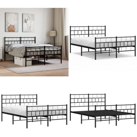 Estructura cama sin colchón con estribo metal negro 120x190 cm - Cama sin colchón - Cama de metal