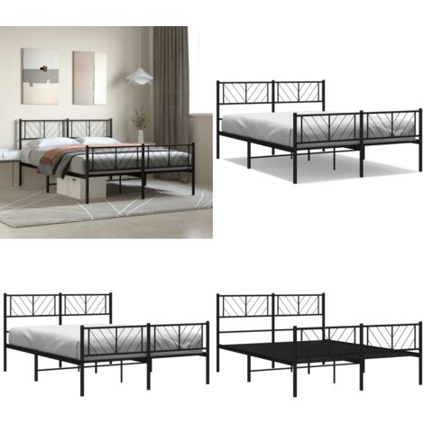 Estructura cama sin colchón con estribo metal negro 120x190 cm - Cama sin colchón - Cama de metal