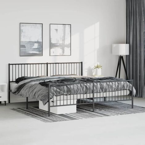 Estructura cama sin colchón con estribo metal negro 193x203 cm vidaXL