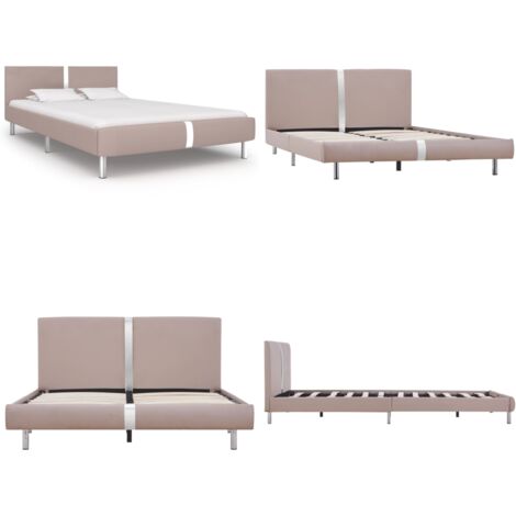 Estructura cama sin colchón cuero sintético capuchino 140x200cm - Cama sin colchón - Cama de hierro