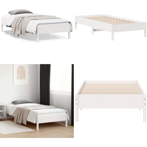 Estructura cama sin colchón madera maciza pino blanca 100x200cm - Estructura de cama - Cama sin colchón