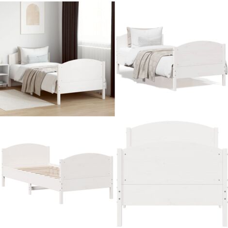 Estructura cama sin colchón madera maciza pino blanca 100x200cm - Estructura de cama - Cama sin colchón