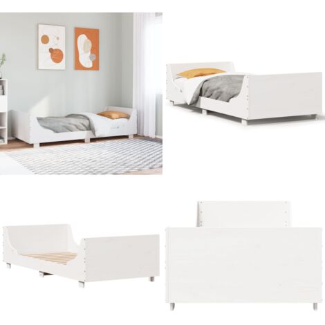 Estructura cama sin colchón madera maciza pino blanca 100x200cm - Estructura de cama - Cama sin colchón