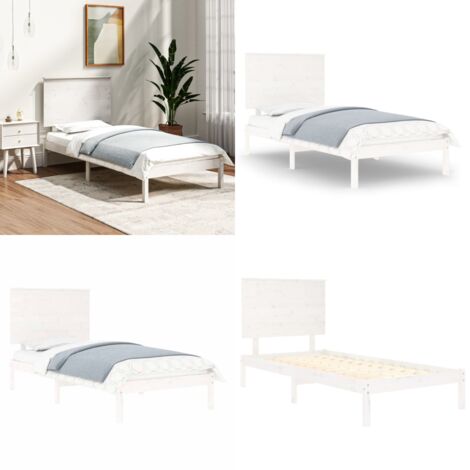 Estructura cama sin colchón madera maciza pino blanca 100x200cm - Estructura de cama - Cama sin colchón