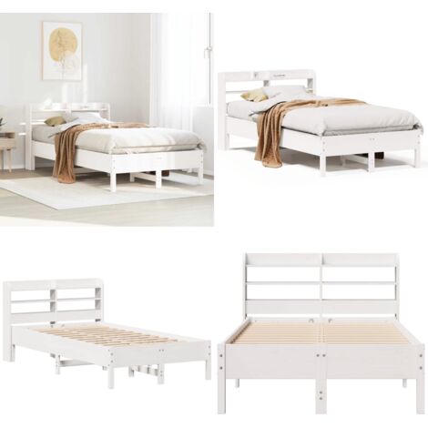 Estructura cama sin colchón madera maciza pino blanca 100x200cm - Estructura de cama - Madera de pino