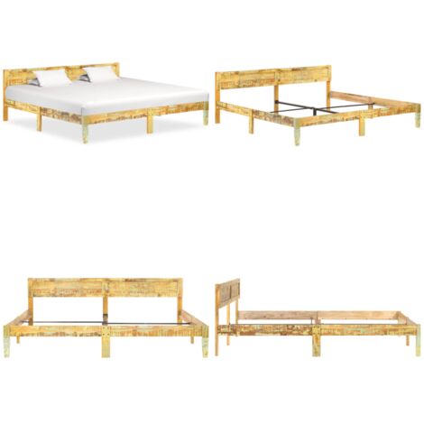 Estructura cama sin colchón madera maciza reciclada 200x200 cm - Estructura de cama - Cama sin colchón