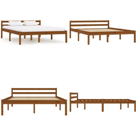 Estructura cama sin colchón madera pino marrón miel 120x200 cm - Estructura de cama - Cama sin colchón