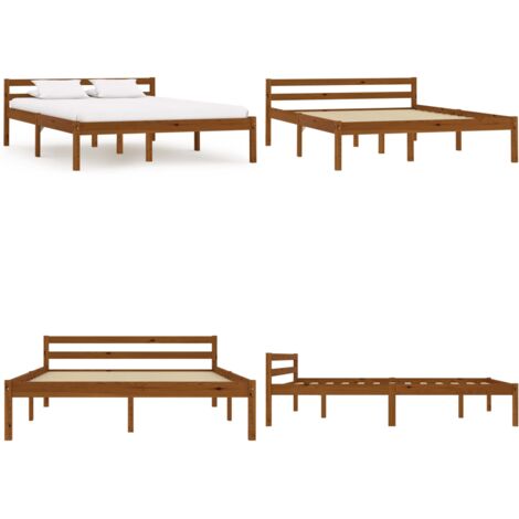 Estructura cama sin colchón madera pino marrón miel 140x200 cm - Estructura de cama - Cama sin colchón