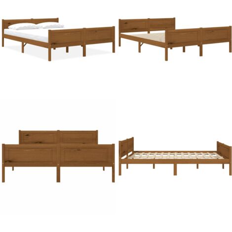 Estructura cama sin colchón madera pino marrón miel 140x200 cm - Estructura de cama - Cama sin colchón