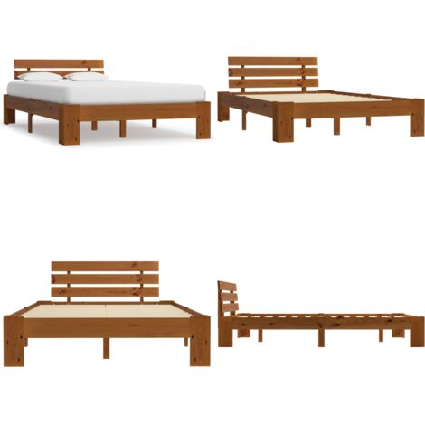 Estructura cama sin colchón madera pino marrón miel 140x200 cm - Estructura de cama - Cama sin colchón