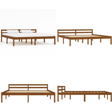 Estructura cama sin colchón madera pino marrón miel 160x200 cm - Estructura de cama - Cama sin colchón