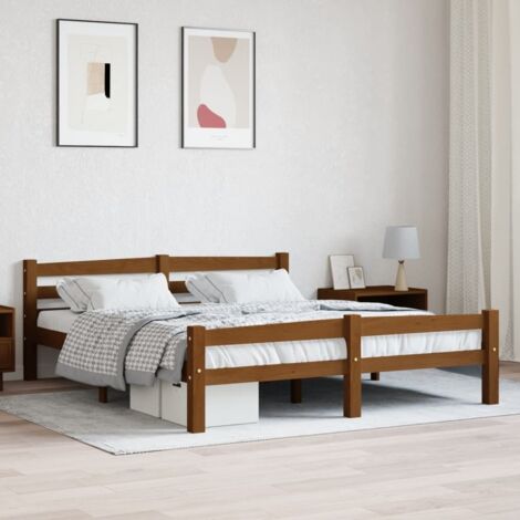Estructura cama sin colchón madera pino marrón miel 160x200 cm vidaXL