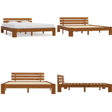 Estructura cama sin colchón madera pino marrón miel 180x200 cm - Estructura de cama - Cama sin colchón