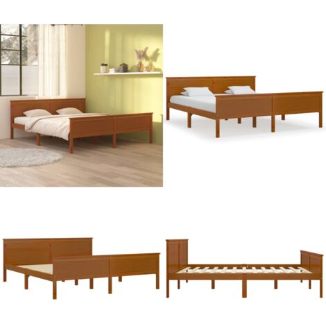 Estructura cama sin colchón madera pino marrón miel 180x200 cm - Estructura de cama - Cama sin colchón