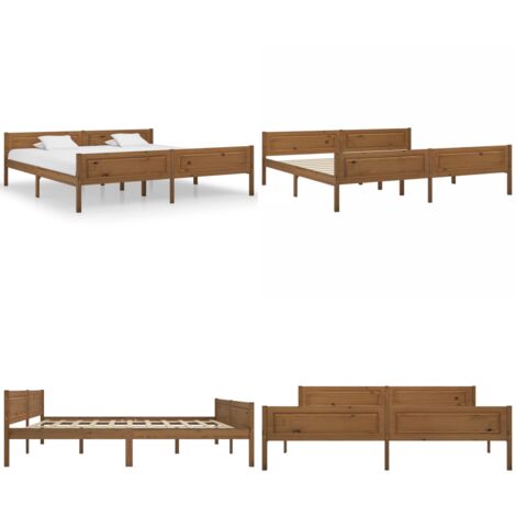 Estructura cama sin colchón madera pino marrón miel 200x200 cm - Estructura de cama - Cama sin colchón