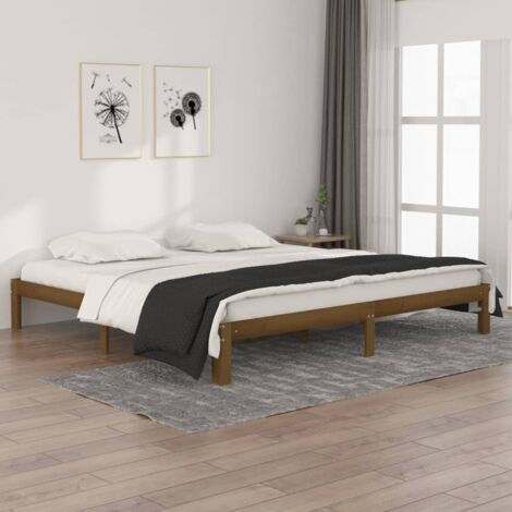 Estructura cama sin colchón madera pino marrón miel 200x200 cm vidaXL