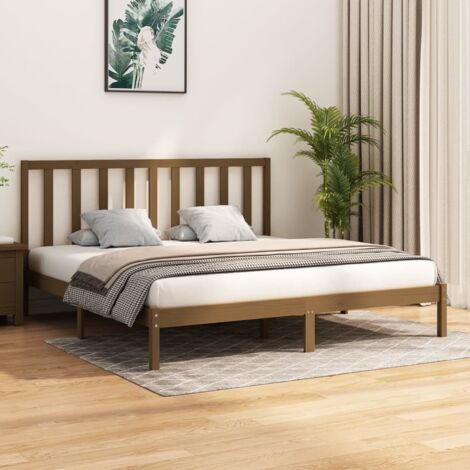 Estructura cama sin colchón madera pino marrón miel 200x200 cm vidaXL