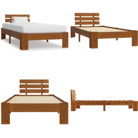 Estructura cama sin colchón madera pino marrón miel 90x200 cm - Estructura de cama - Cama sin colchón