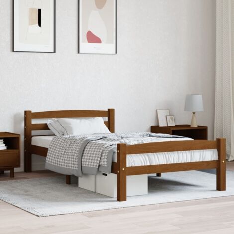 Estructura cama sin colchón madera pino marrón miel 90x200 cm vidaXL